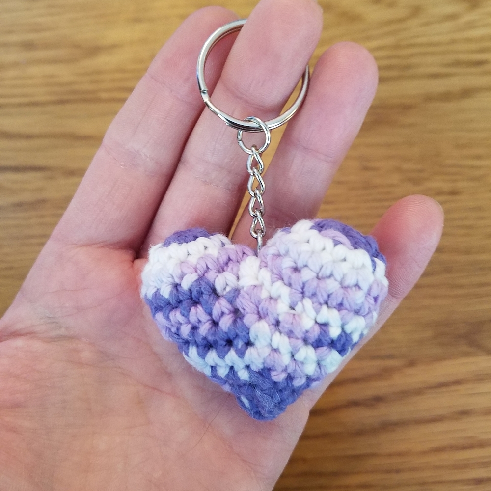 NEW handmade multi-purple heart keychain!